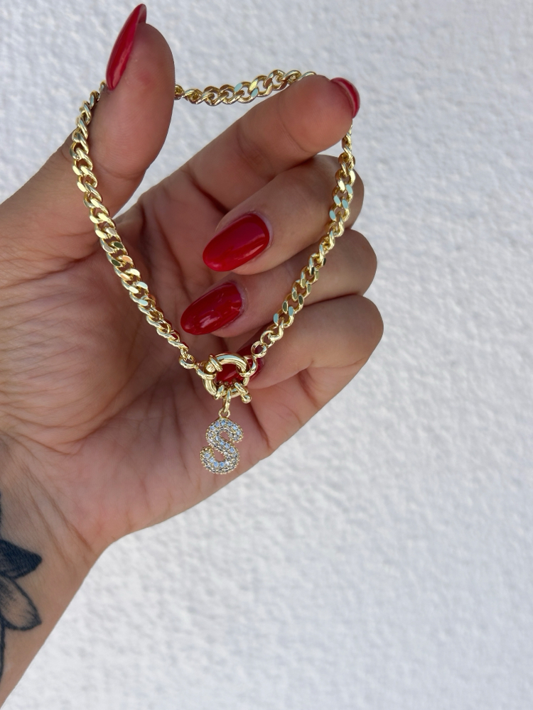 Premium seri tasarım 14k s  harf bileklik