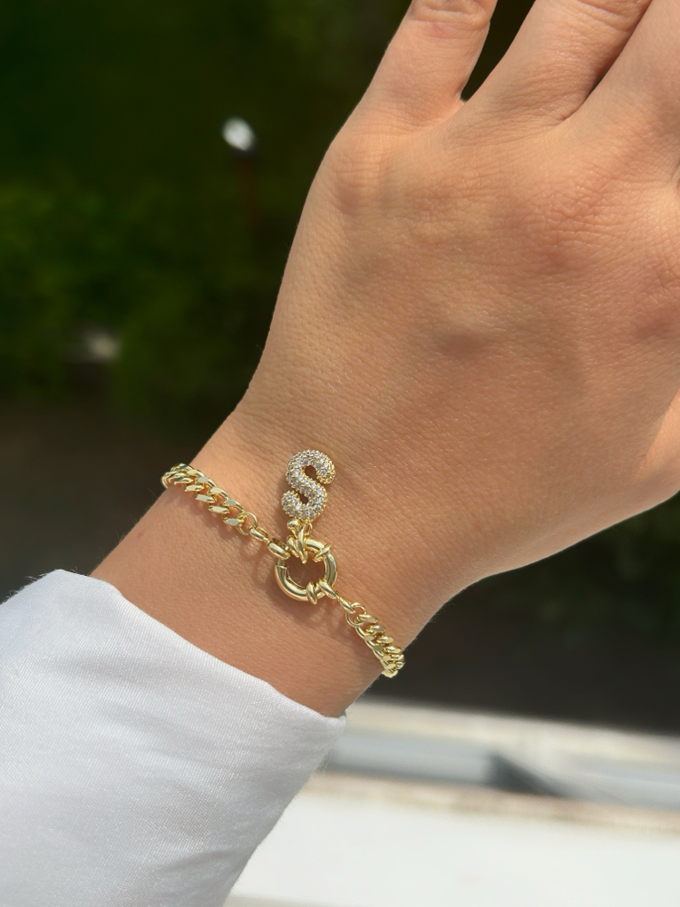 Premium seri tasarım 14k s  harf bileklik