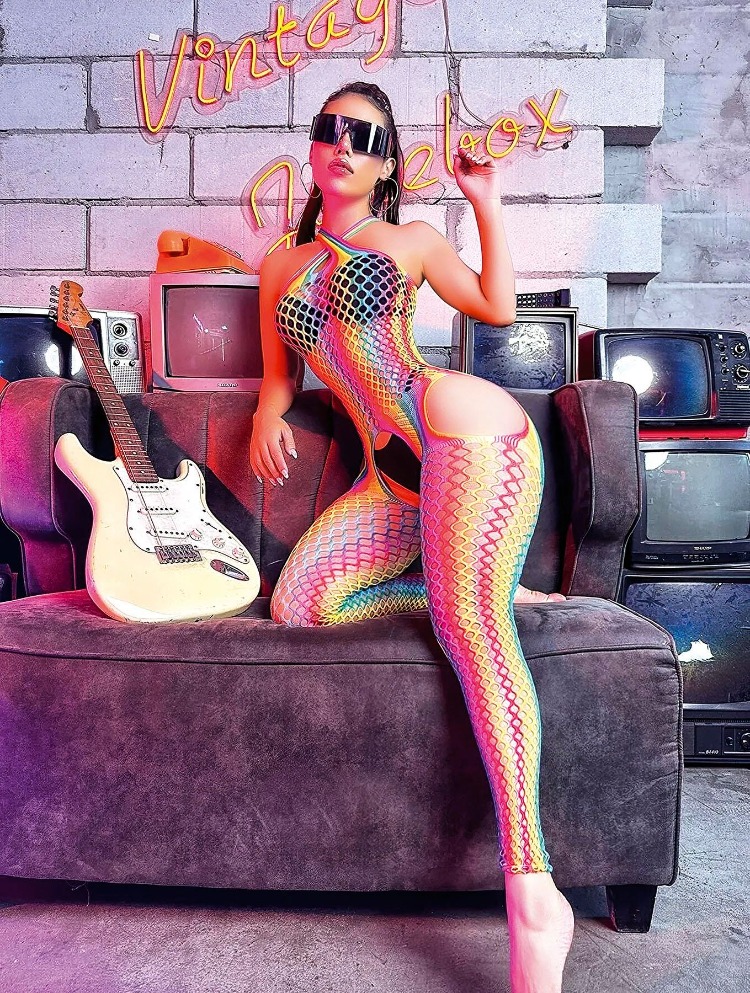 Neon Illusion Mesh Bodysuit – Renklerin Dansı