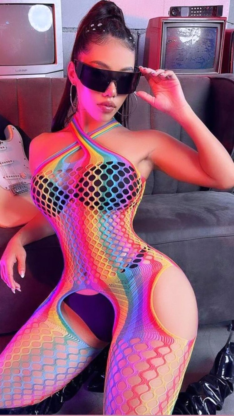 Neon Illusion Mesh Bodysuit – Renklerin Dansı