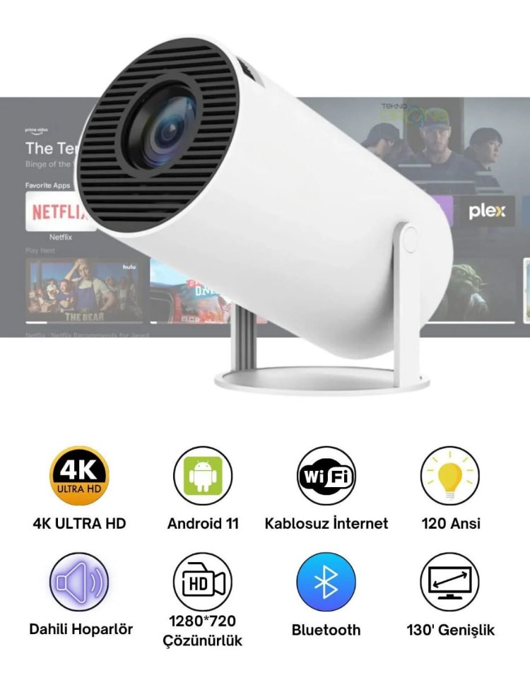 Android, Wifi özellikli, ultra HD projeksiyon cihazı