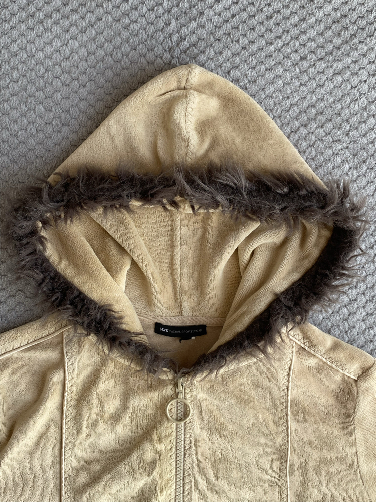 Vintage Y2K Baddie Fur Zip Kapüşonlu