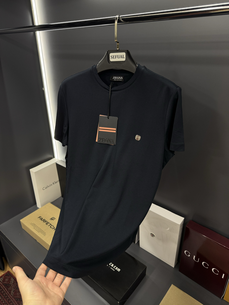 Zegna Premium İthal Kumaş T-Shirt (kırışmaz) lacivert 