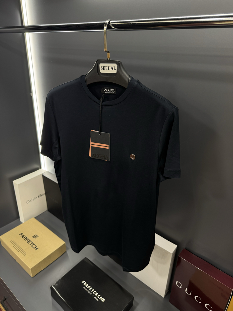 Zegna Premium İthal Kumaş T-Shirt (kırışmaz) lacivert 