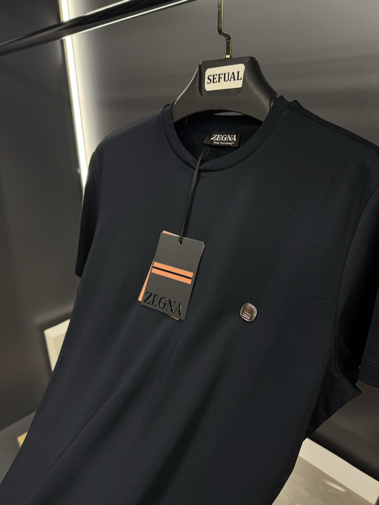 Zegna Premium İthal Kumaş T-Shirt (kırışmaz) lacivert 