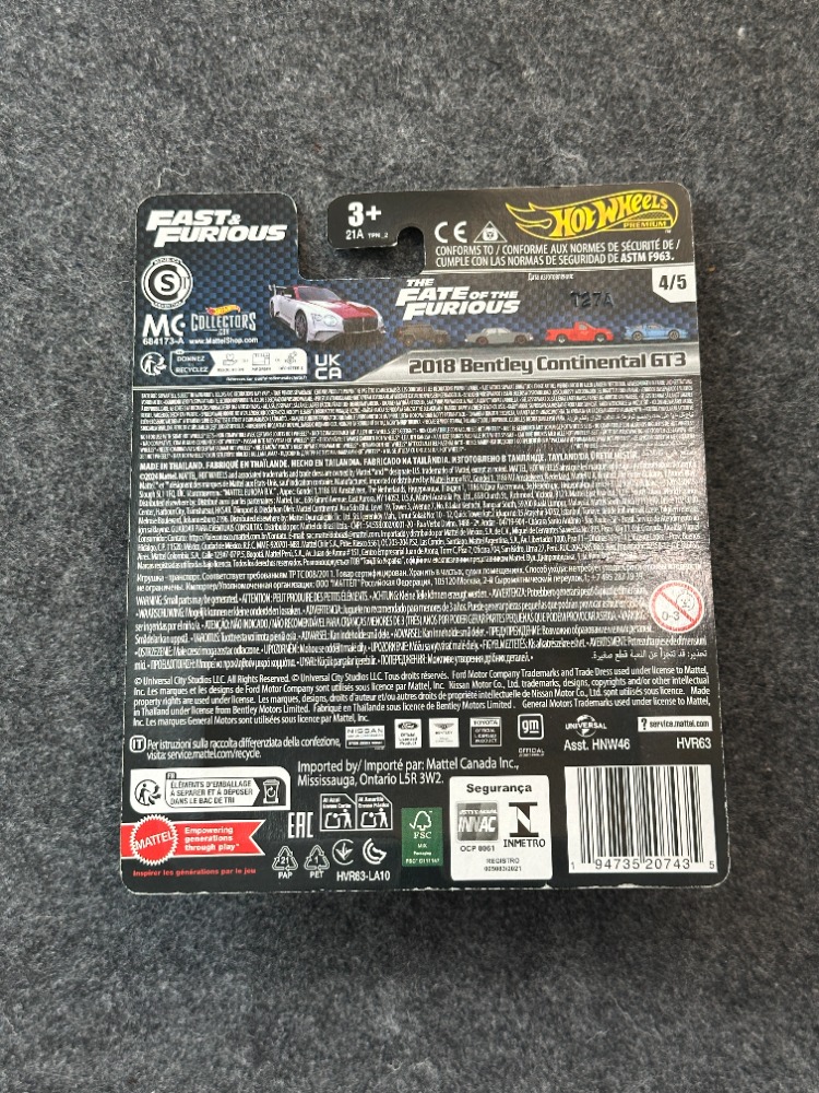 Hot Wheels 2018 Bentley Continental GT3 Fast & Furious Premium (2024)