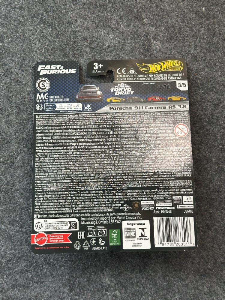 Hot Wheels Porsche 911 Carrera RS 3.8 Fast & Furious Premium (2024)