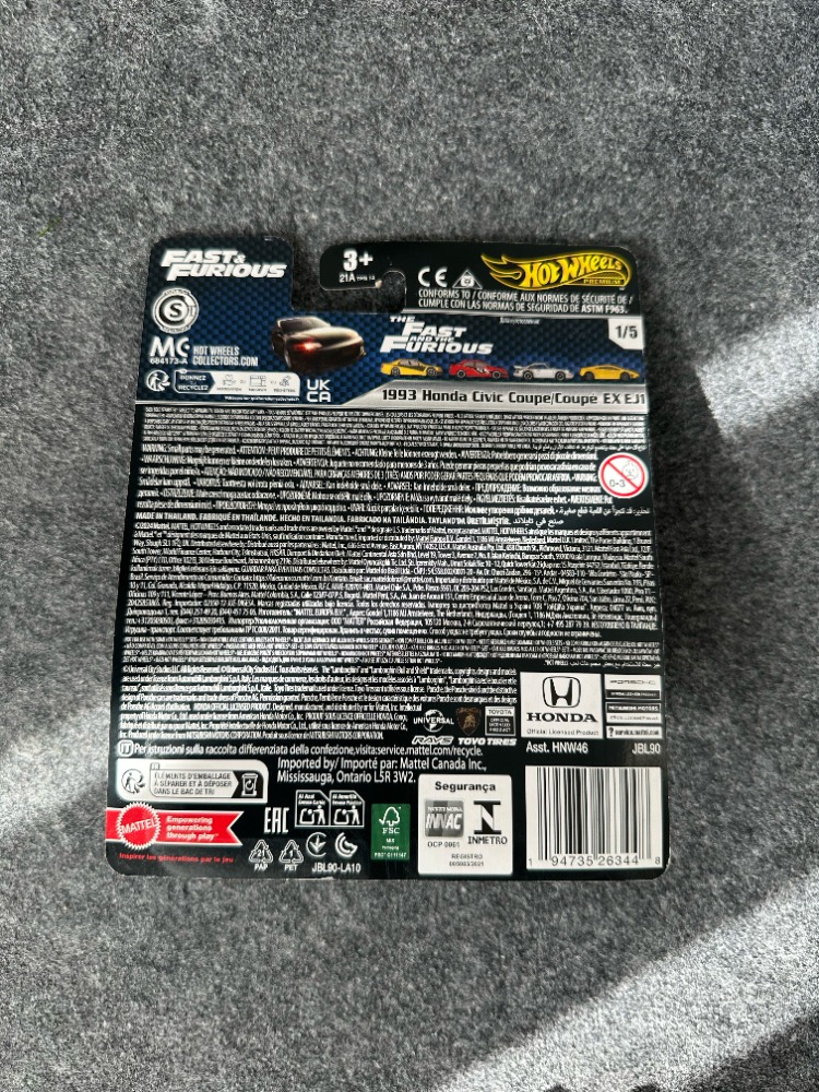 Hot Wheels 1993 Honda Civic Coupe Fast & Furious Premium (2024)