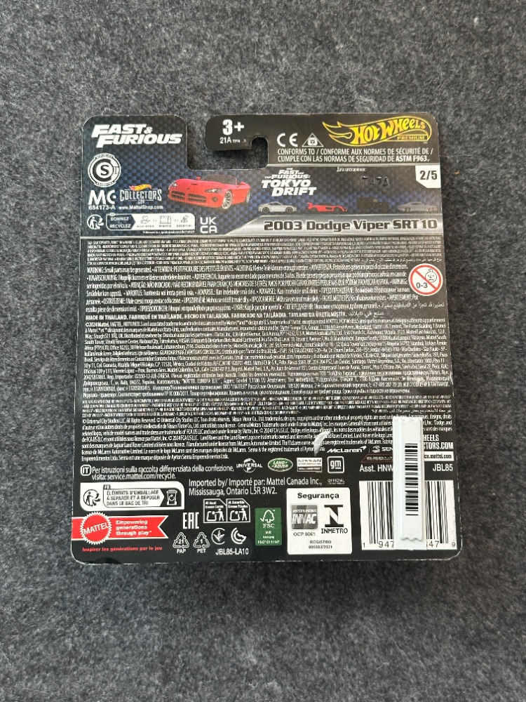 Hot Wheels 2003 Dodge Viper SRT 10 Fast & Furious Premium (2024)