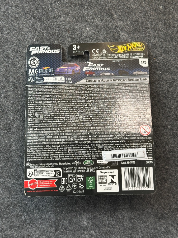 Hot Wheels Custom Acura Integra Sedan GSR Fast & Furious Premium (2023)