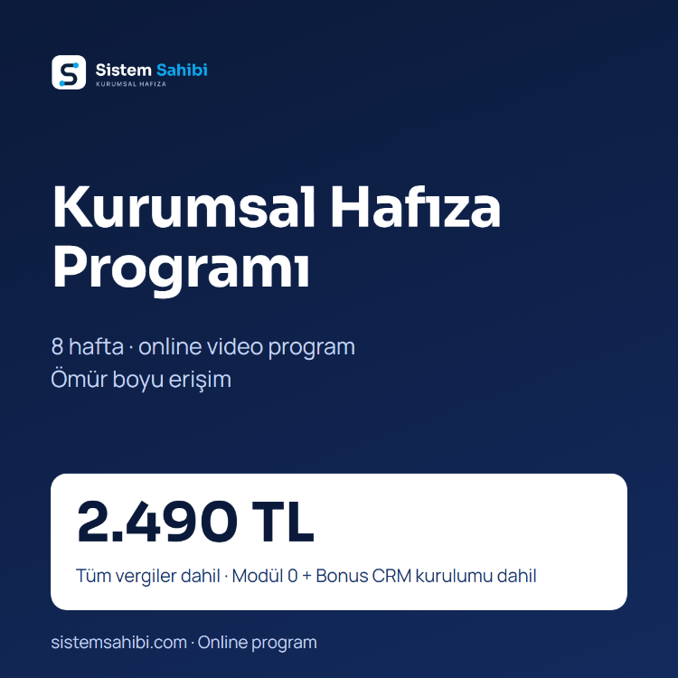 Kurumsal Hafıza Programı (8 Hafta, Online Video Program)