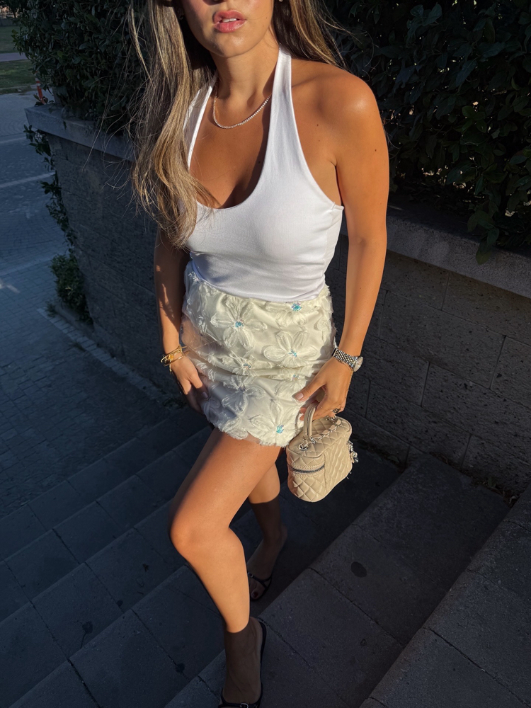 Halter Yaka Basic Beyaz Body 