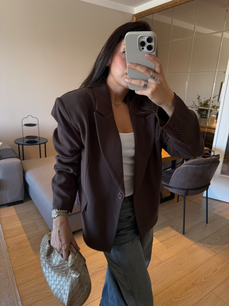 Acı Kahve Blazer Oversize Ceket