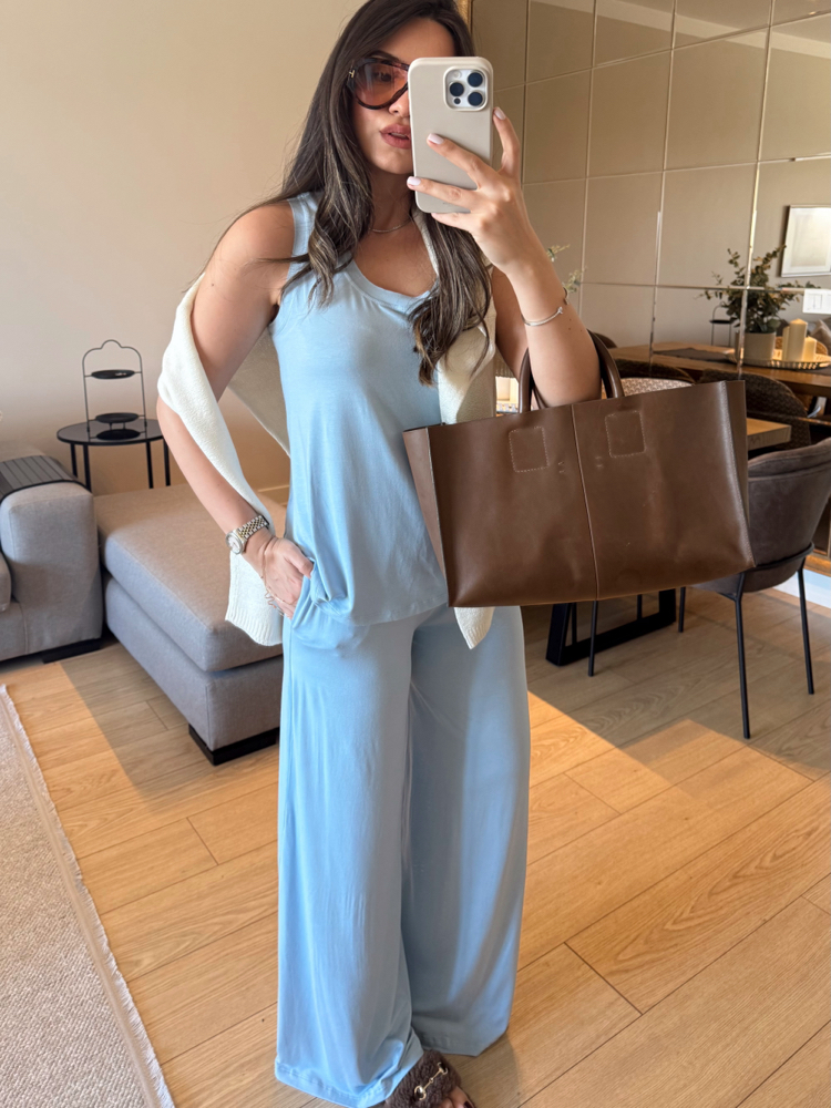 Bebe Mavisi Alt Üst İnce Modal Kumaş Takım