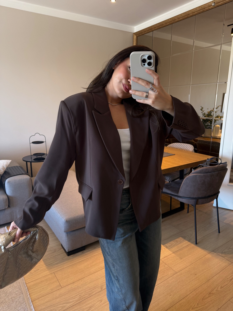 Acı Kahve Blazer Oversize Ceket
