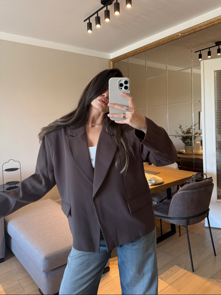 Acı Kahve Blazer Oversize Ceket