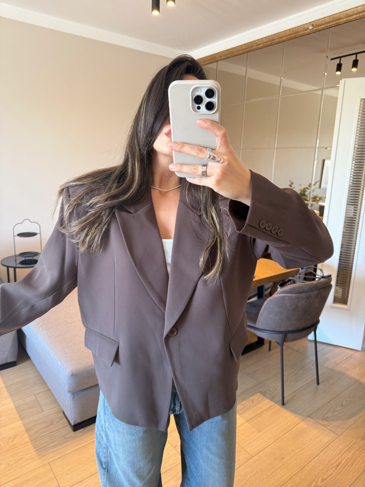 Acı Kahve Blazer Oversize Ceket