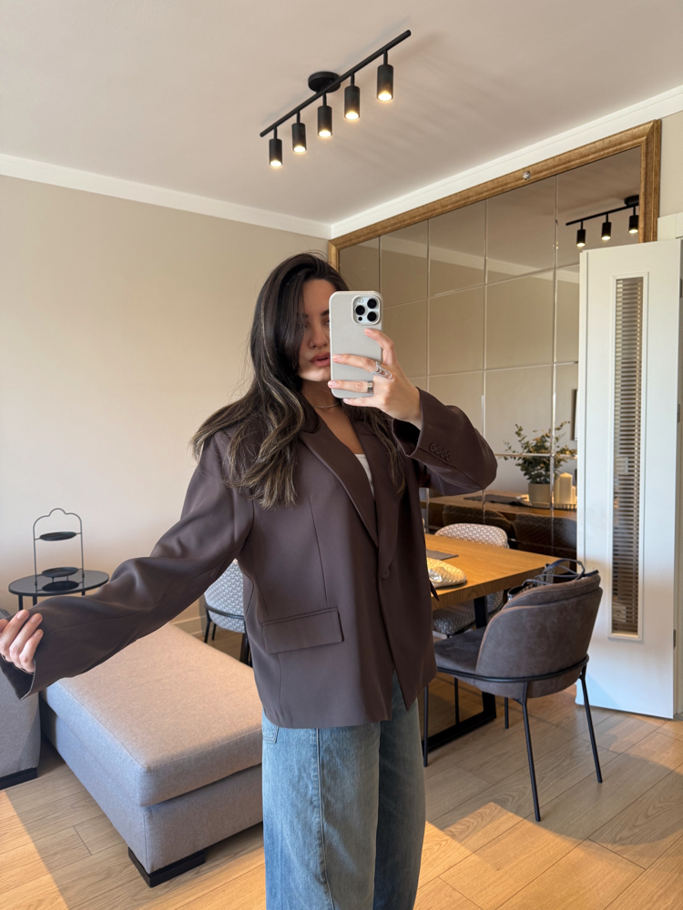 Acı Kahve Blazer Oversize Ceket