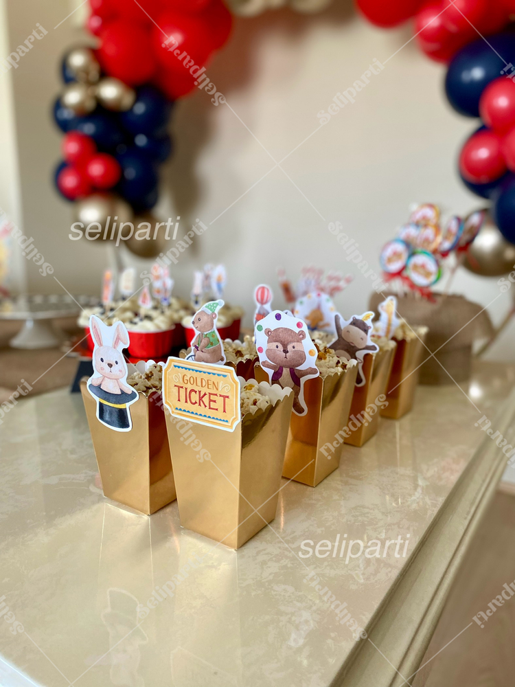 Sirk Temalı Popcorn Kutuları - Opsiyon Seçiniz