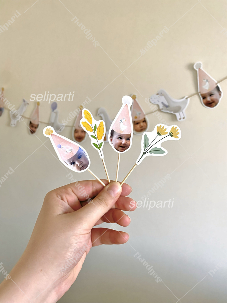 Sevimli Ördek Temalı Fotoğraflı Cupcake Süsü