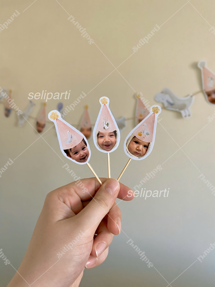 Sevimli Ördek Temalı Fotoğraflı Cupcake Süsü