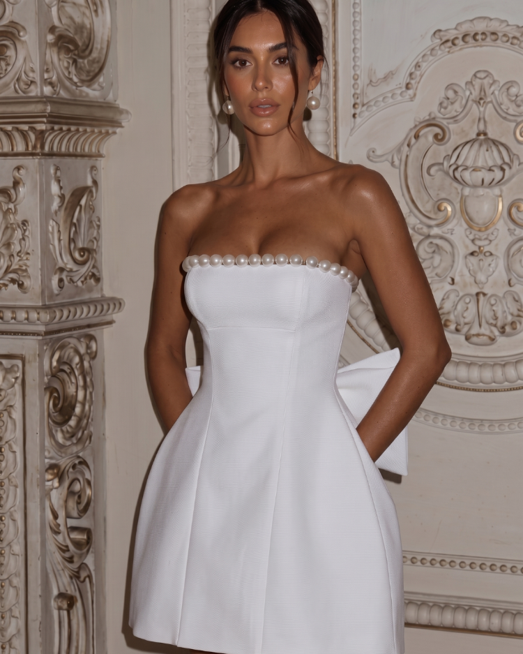 Beyaz İnci – Mini Cepli Elbise