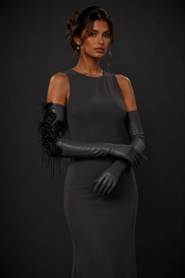 Noir Eclipse – Taş İşlemeli Couture Eldiven
