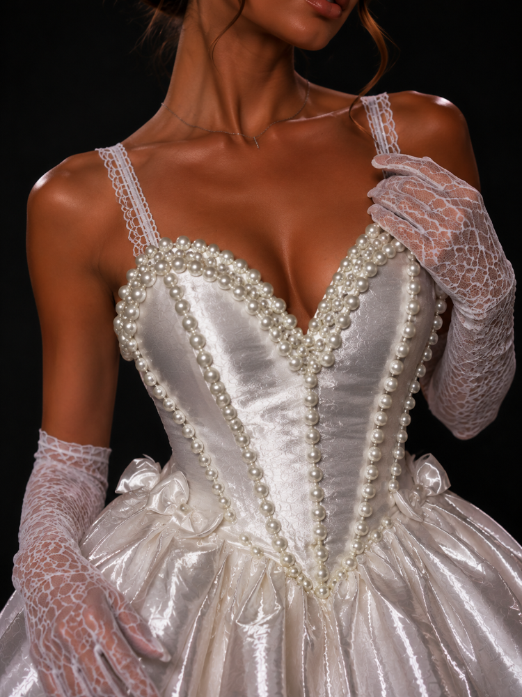 Pearl Royale – İnci İşlemeli Couture Mini Elbise
