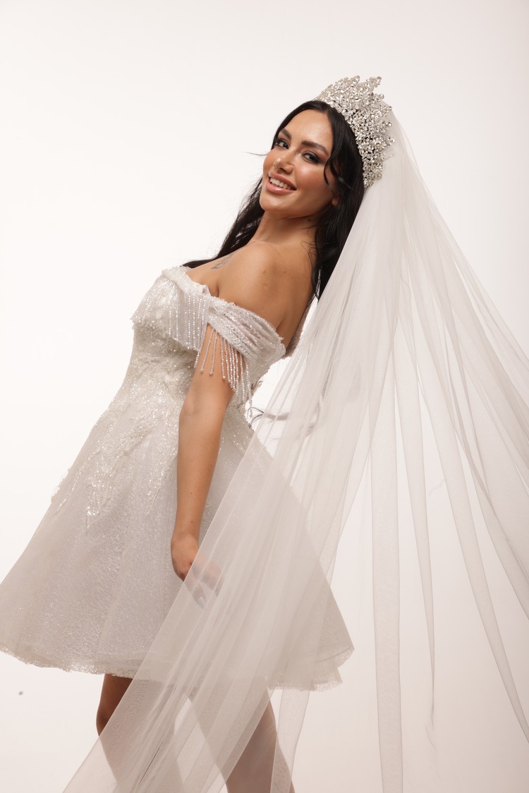 Hestia Bridal – Boncuk İşlemeli Kabarık Mini Elbise