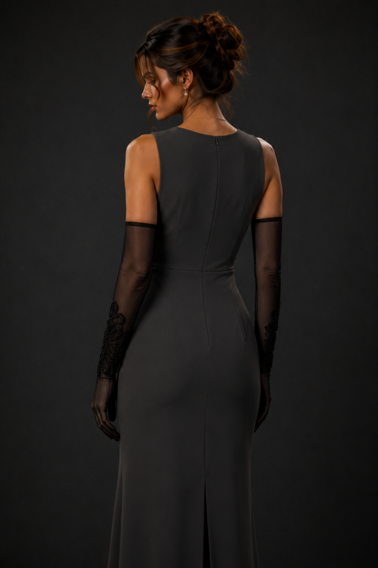 Nocturne Siyah – Boncuk İşlemeli Couture Eldiven