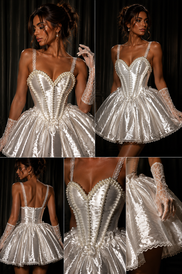 Pearl Royale – İnci İşlemeli Couture Mini Elbise