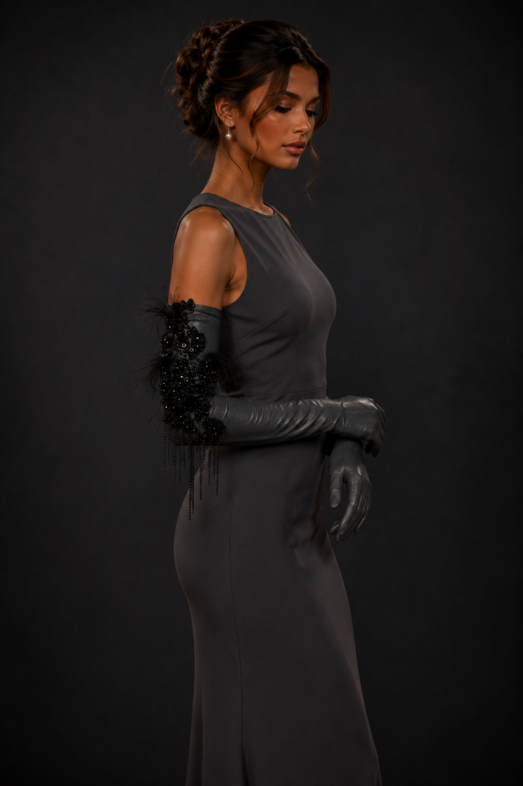 Noir Eclipse – Taş İşlemeli Couture Eldiven
