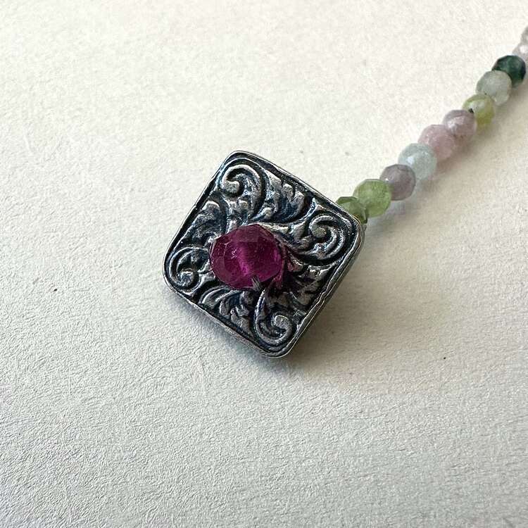 Tourmaline Bracelet with Flower Charm