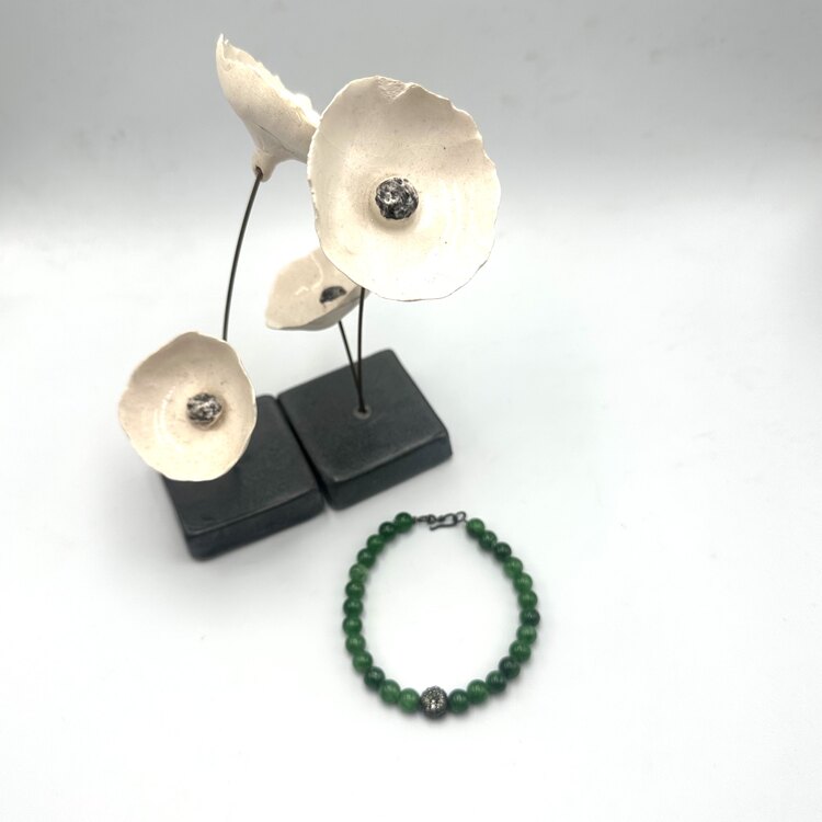 Amazonite Bracelet with Pave Diamond Ball