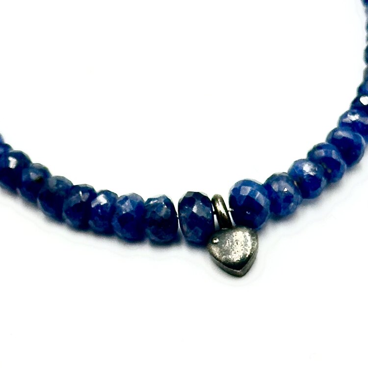 Sapphire Bracelet with Heart Charm