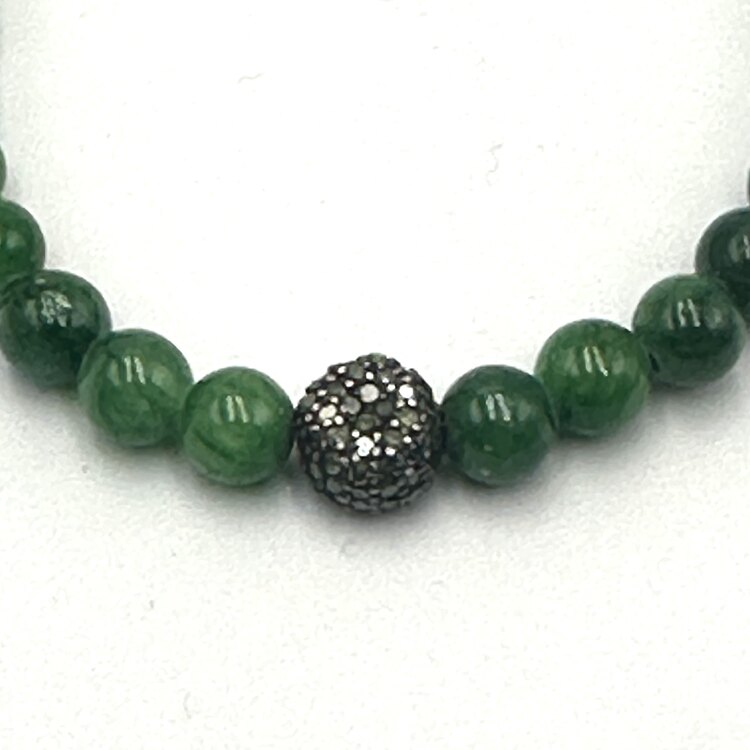Amazonite Bracelet with Pave Diamond Ball