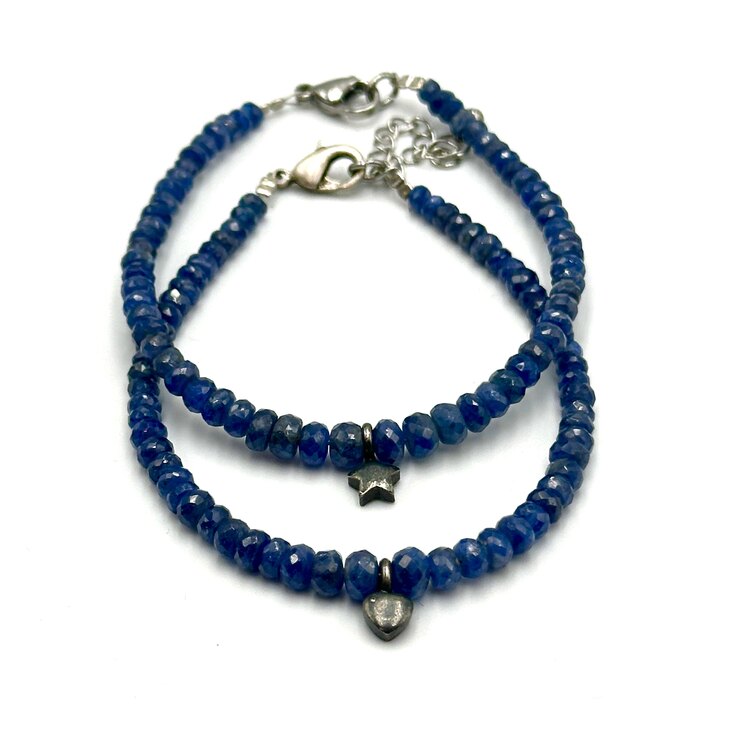 Sapphire Bracelet with Heart Charm