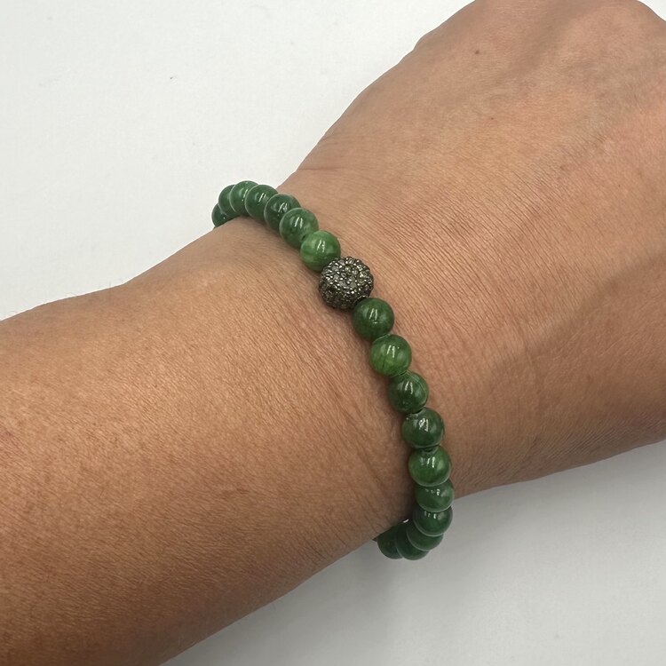 Amazonite Bracelet with Pave Diamond Ball