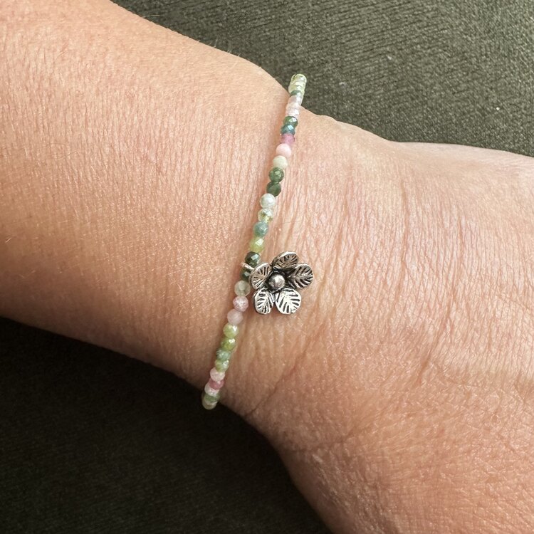Tourmaline Bracelet with Flower Charm