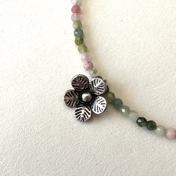 Tourmaline Bracelet with Flower Charm