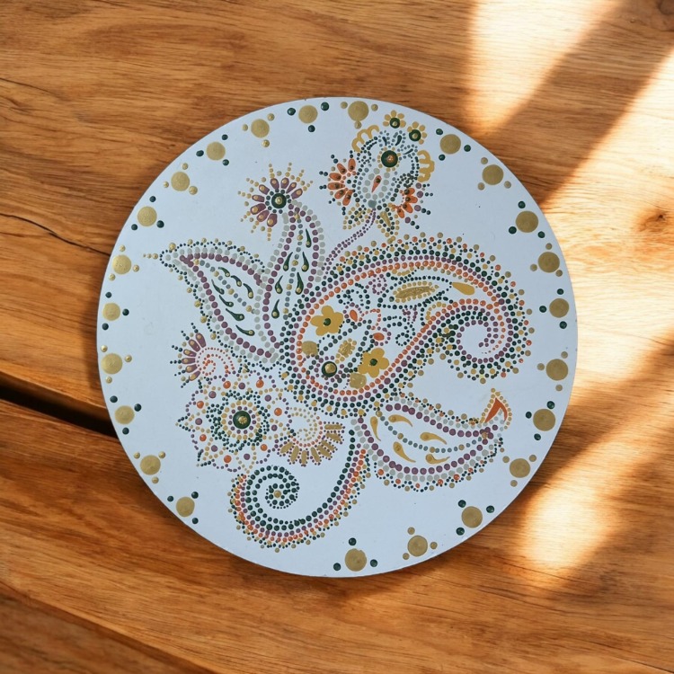 TAŞ TOZU MANDALA SÜSLEME TABLA