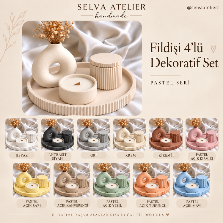 Fildişi 4’lü Dekoratif Set