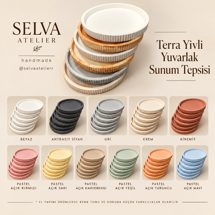 Terra Yivli Yuvarlak Sunum Tepsisi