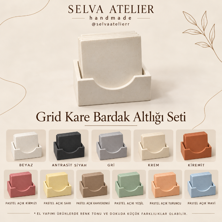 Grid Kare Bardak Altlığı Seti