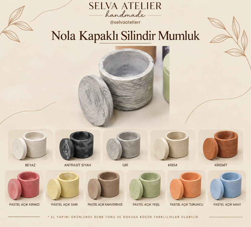 Nola Kapaklı Silindir Mumluk