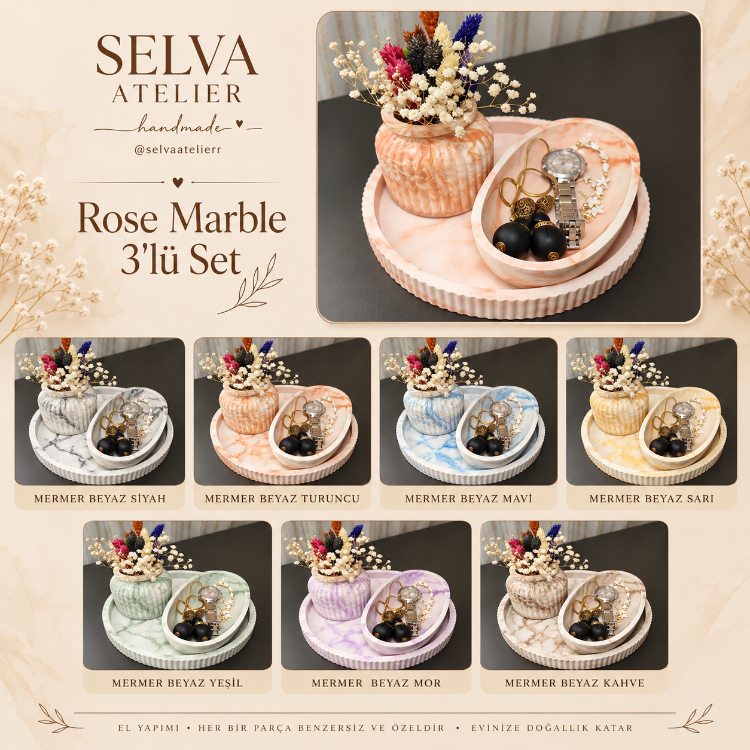 Rose Marble 3'lü Set