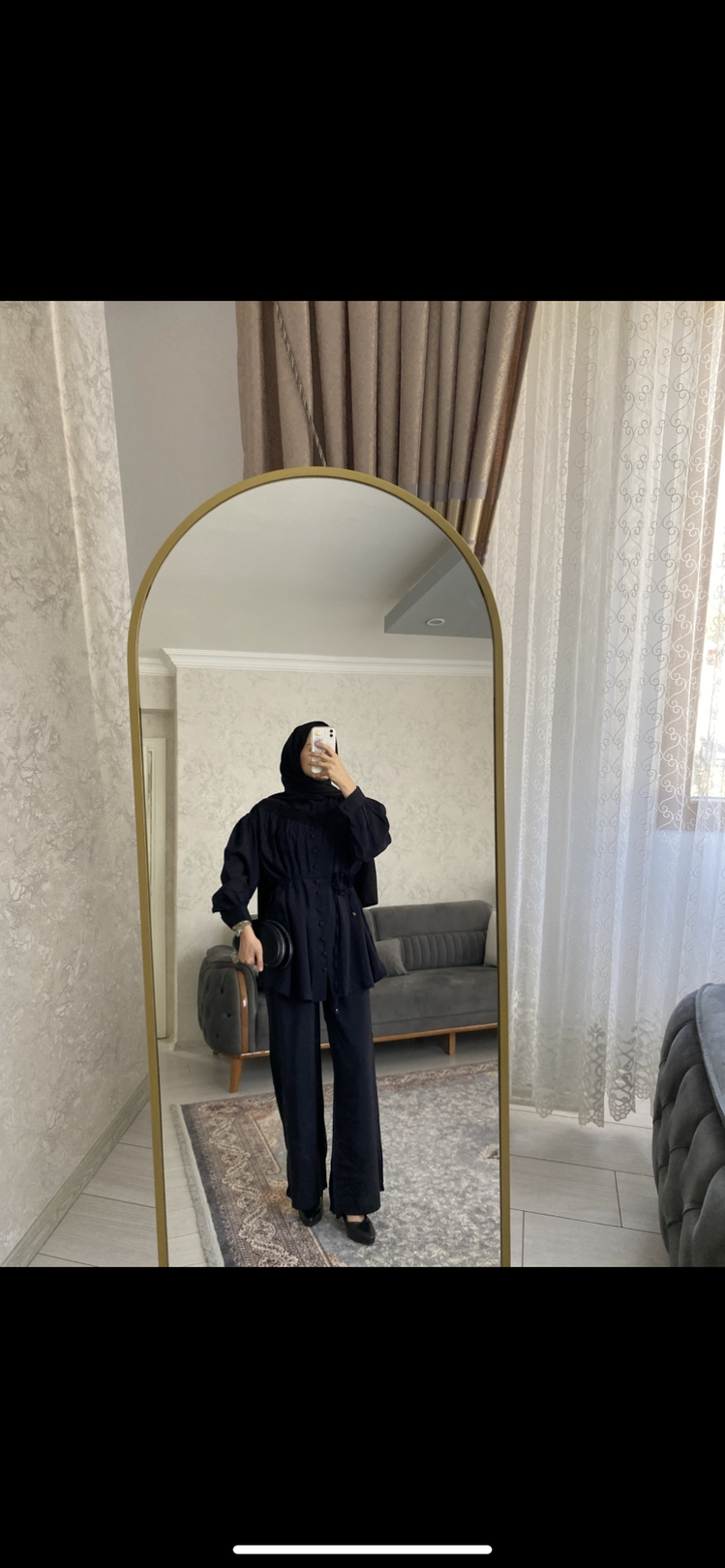 Siyah Güllü brodeli takım