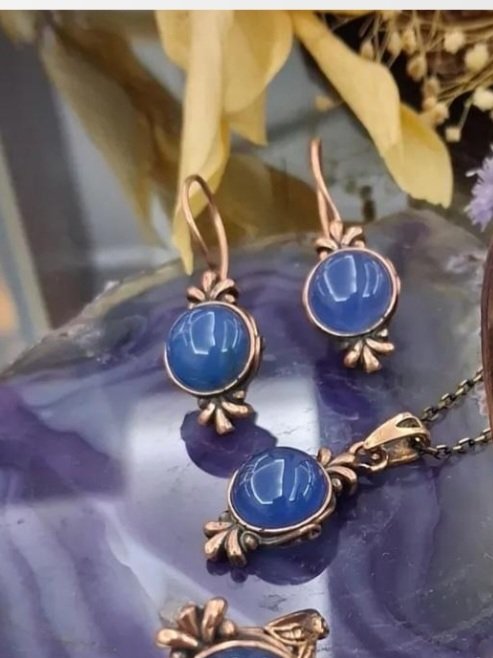 lapis küpe kolye bakır takım