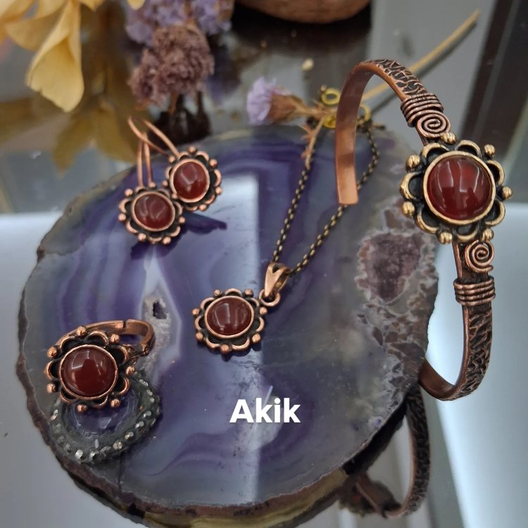 Akik Bakır takım bakır bileklik