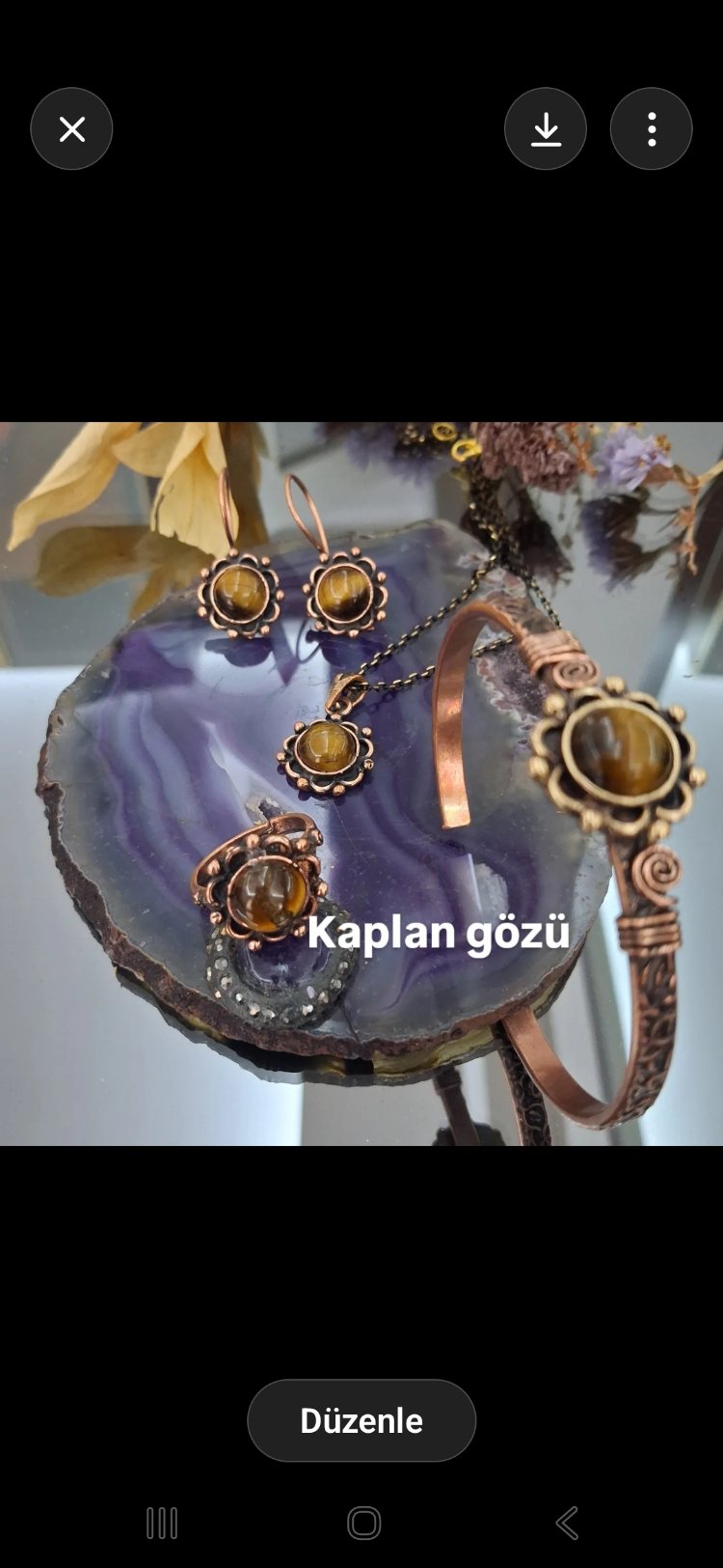 Kaplan gözü Bakır takım bakır bileklik